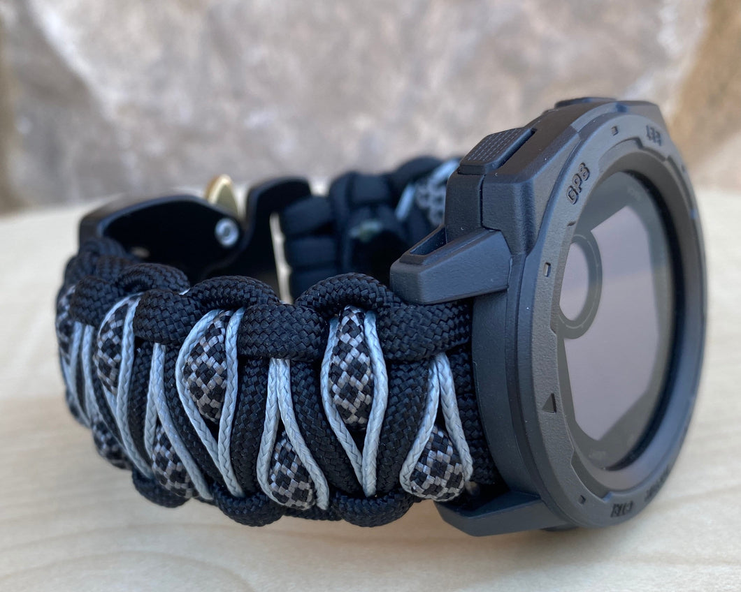 Paracord Watchband compatible with Garmin Approach, D2, Descent, Enduro, Epix (Gen 2), Fenix, Forerunner 935/955, Instinct, MARQ, Tactix, Quatix (watch not included).