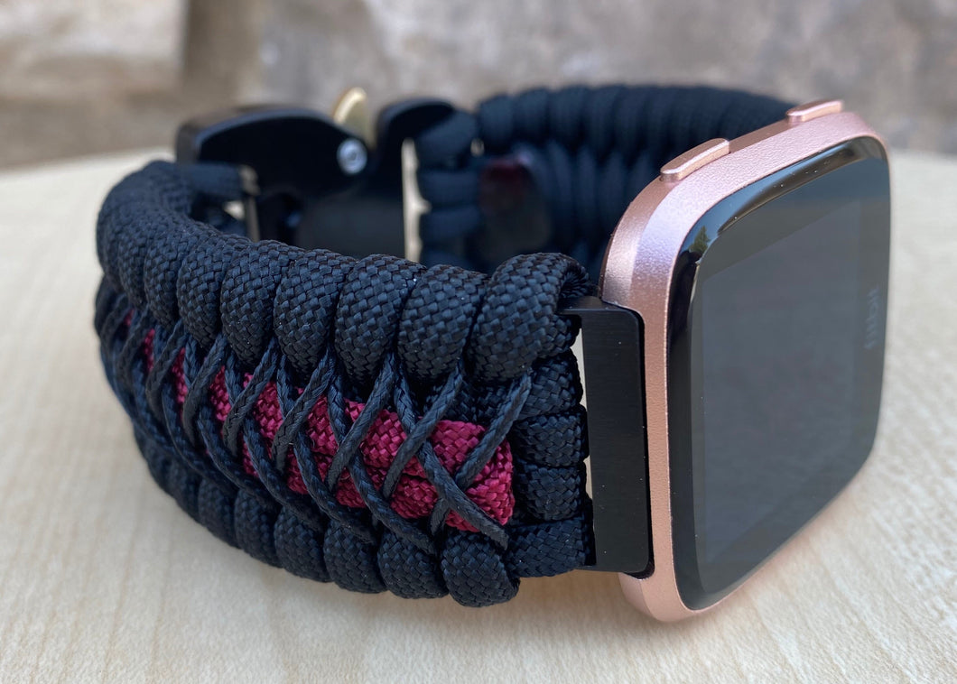 Paracord Watch Band compatible with Fitbit Versa 1, Versa Lite, Versa 2, Versa 3, Versa 4, Sense, Sense 2 (watch not included).