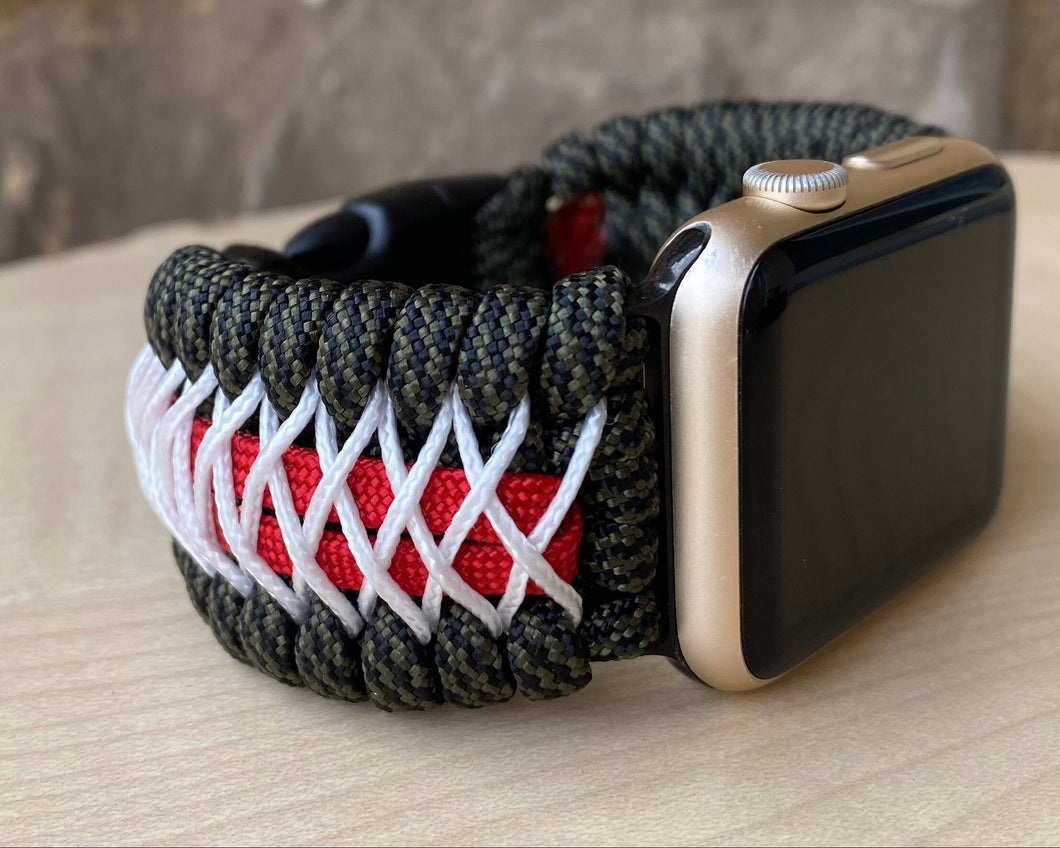 Paracord Watch Band compatible with Apple Watch  Series 1, 2, 3, 4, 5, 6 & SE (watch not included)