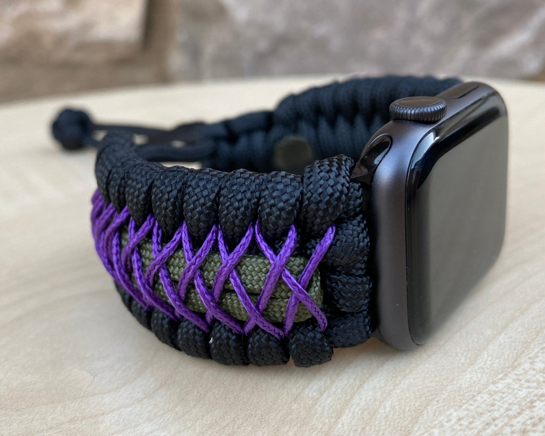 Paracord Watch Band compatible with Apple Watch  Series 1, 2, 3, 4, 5, 6, 7, 8, 9, Ultra, Ultra 2 & SE (watch not included)