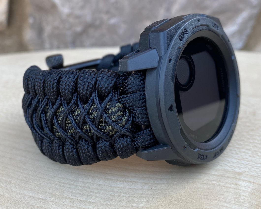 Paracord Watchband compatible with Garmin Approach, D2, Descent, Enduro, Epix (Gen 2), Fenix, Forerunner 935/955, Instinct, MARQ, Tactix, Quatix (watch not included).