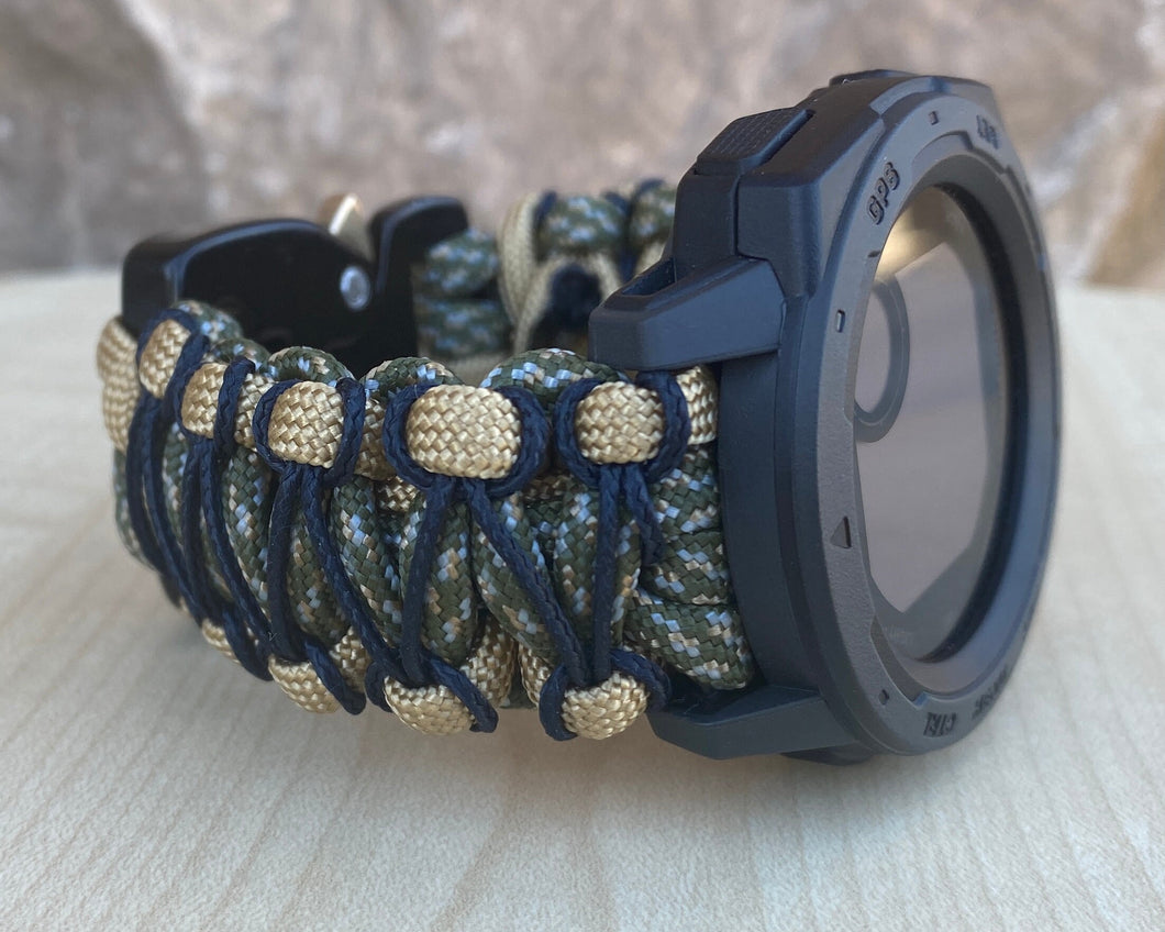 Paracord Watchband compatible with Garmin Approach, D2, Descent, Enduro, Epix (Gen 2), Fenix, Forerunner 935/955, Instinct, MARQ, Tactix, Quatix (watch not included).