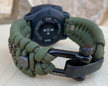 Charger l&#39;image dans la galerie, Paracord Watchband compatible with Garmin Approach, D2, Descent, Enduro, Epix (Gen 2), Fenix, Forerunner 935/955, Instinct, MARQ, Tactix, Quatix (watch not included).
