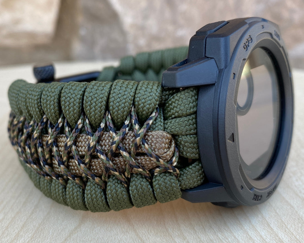 Paracord Watchband compatible with Garmin Approach, D2, Descent, Enduro, Epix (Gen 2), Fenix, Forerunner 935/955, Instinct, MARQ, Tactix, Quatix (watch not included).