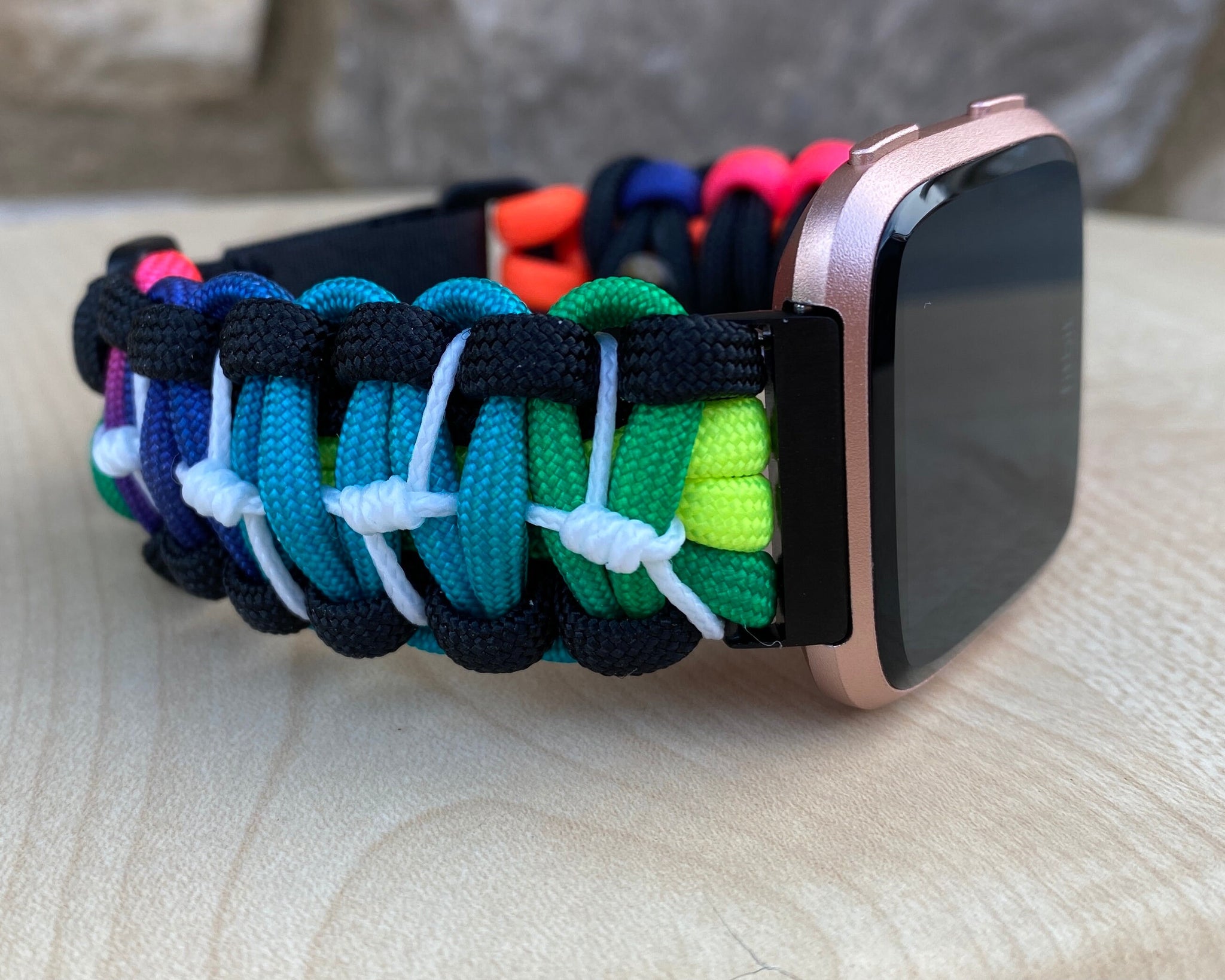 Paracord Watch Band for Fitbit Versa 1, Versa 2, Versa Lite, Versa 3,Versa 4, Fitbit Sense and Fitbit good Sense 2 (watch not included)