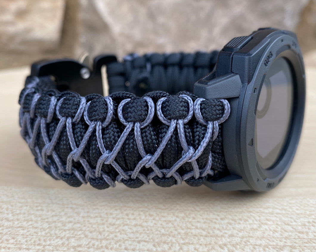 Paracord Watchband compatible with Garmin Approach, D2, Descent, Enduro, Epix (Gen 2), Fenix, Forerunner 935/955, Instinct, MARQ, Tactix, Quatix (watch not included).