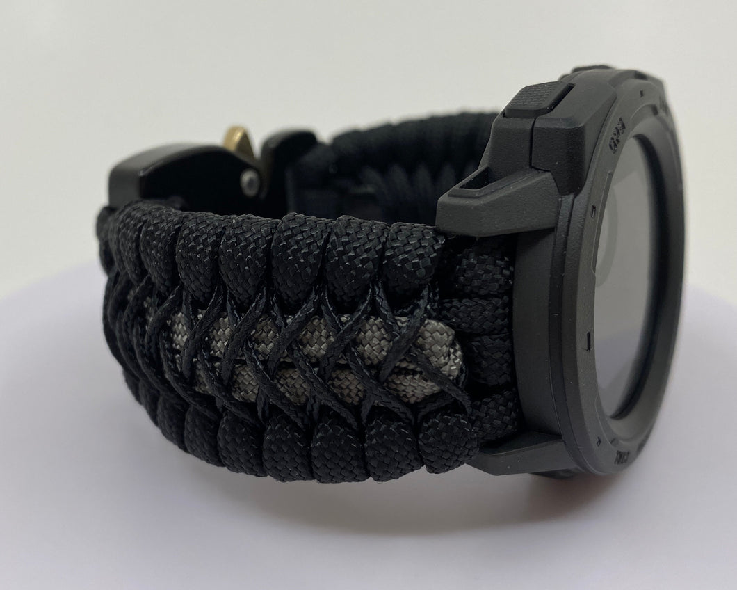 Paracord Watchband compatible with Garmin Approach, D2, Descent, Enduro, Epix (Gen 2), Fenix, Forerunner 935/955, Instinct, MARQ, Tactix, Quatix (watch not included).