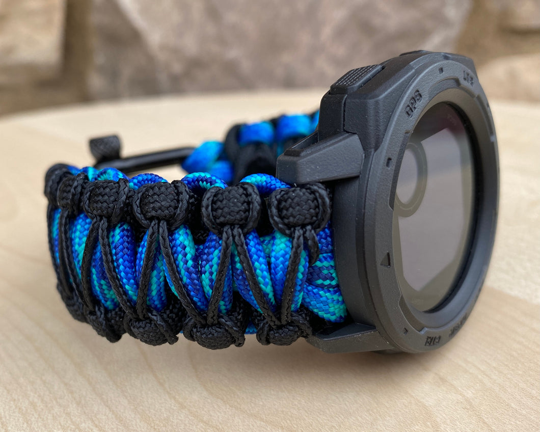 Paracord Watchband compatible with Garmin Approach, D2, Descent, Enduro, Epix (Gen 2), Fenix, Forerunner 935/955, Instinct, MARQ, Tactix, Quatix (watch not included).