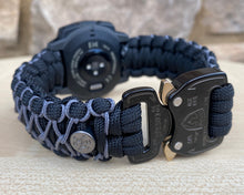 Charger l&#39;image dans la galerie, Paracord Watchband compatible with Garmin Approach, D2, Descent, Enduro, Epix (Gen 2), Fenix, Forerunner 935/955, Instinct, MARQ, Tactix, Quatix (watch not included).
