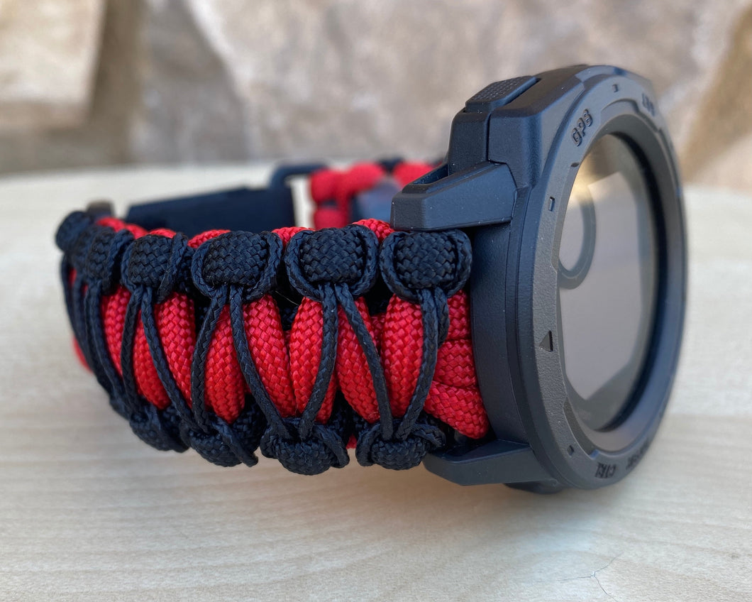 Paracord Watchband compatible with Garmin Approach, D2, Descent, Enduro, Epix (Gen 2), Fenix, Forerunner 935/955, Instinct, MARQ, Tactix, Quatix (watch not included).