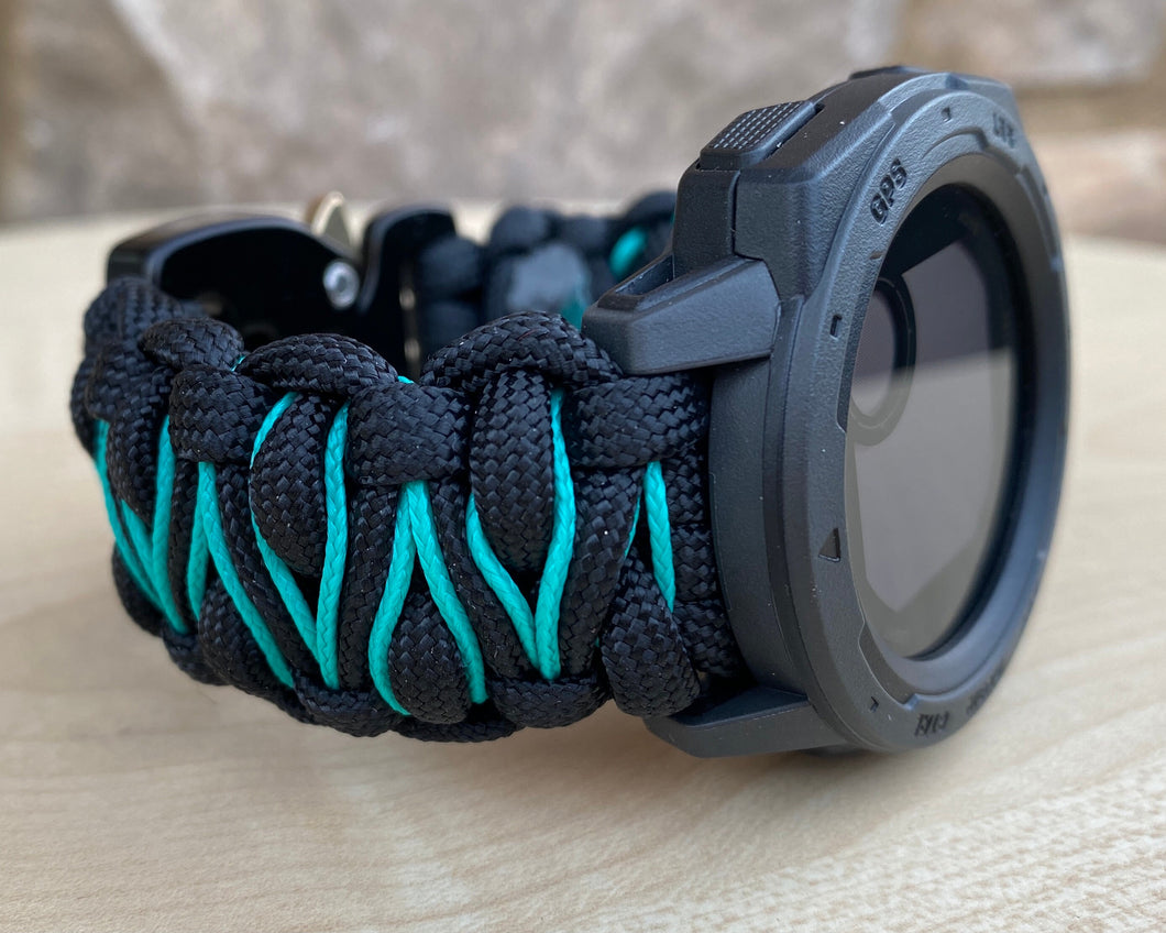 Paracord Watchband compatible with Garmin Approach, D2, Descent, Enduro, Epix (Gen 2), Fenix, Forerunner 935/955, Instinct, MARQ, Tactix, Quatix (watch not included).