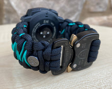 Charger l&#39;image dans la galerie, Paracord Watchband compatible with Garmin Approach, D2, Descent, Enduro, Epix (Gen 2), Fenix, Forerunner 935/955, Instinct, MARQ, Tactix, Quatix (watch not included).
