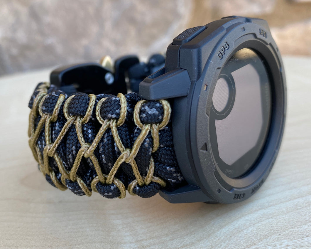 Paracord Watchband compatible with Garmin Approach, D2, Descent, Enduro, Epix (Gen 2), Fenix, Forerunner 935/955, Instinct, MARQ, Tactix, Quatix (watch not included).