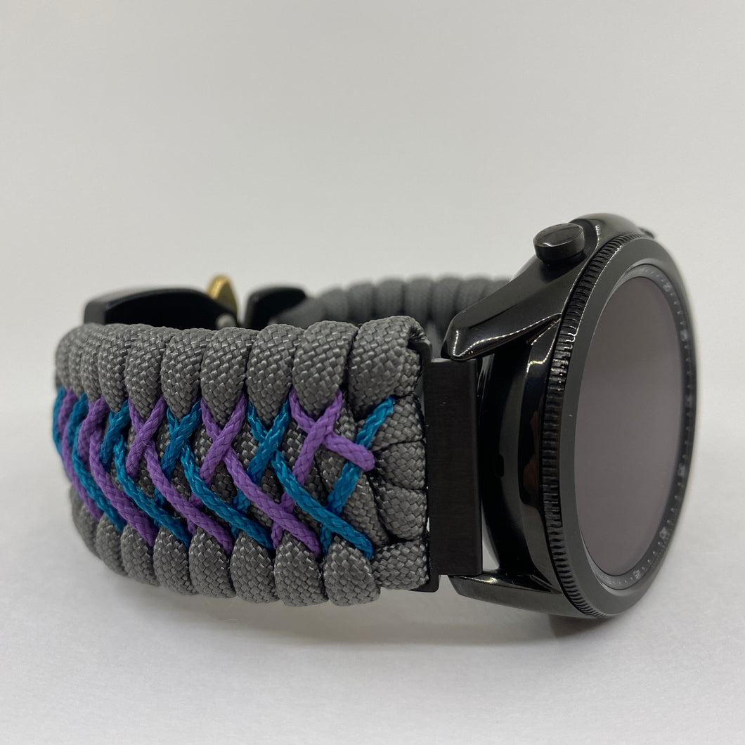 Paracord Watchband compatible with Samsung Galaxy Watch 3, Galaxy Watch 4, Galaxy Watch 5, Galaxy Watch 6 (watch not included)