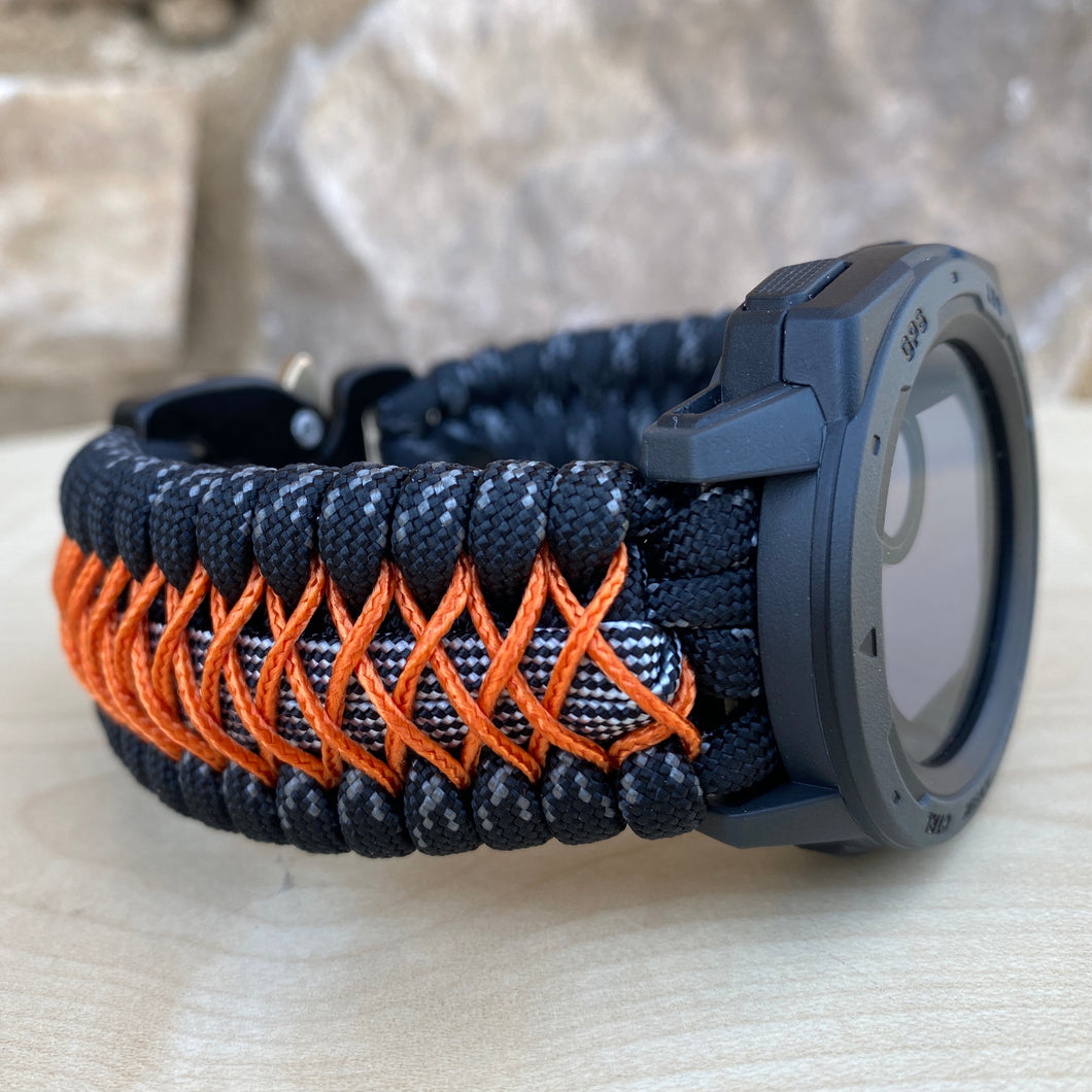 Paracord Watchband compatible with Garmin Approach, D2, Descent, Enduro, Epix (Gen 2), Fenix, Forerunner 935/955, Instinct, MARQ, Tactix, Quatix (watch not included).