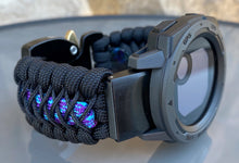 Load image into Gallery viewer, Paracord Watchband compatible with Garmin Approach, D2, Descent, Enduro, Epix (Gen 2), Fenix, Forerunner 935/955, Instinct, MARQ, Tactix, Quatix (watch not included).
